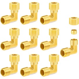 ChillWaves - Tubo de compresión de latón, 3/16 pulgadas OD x 1/8 pulgadas NPT macho 90 grados codo conector de unión de compresión (paquete de 10)