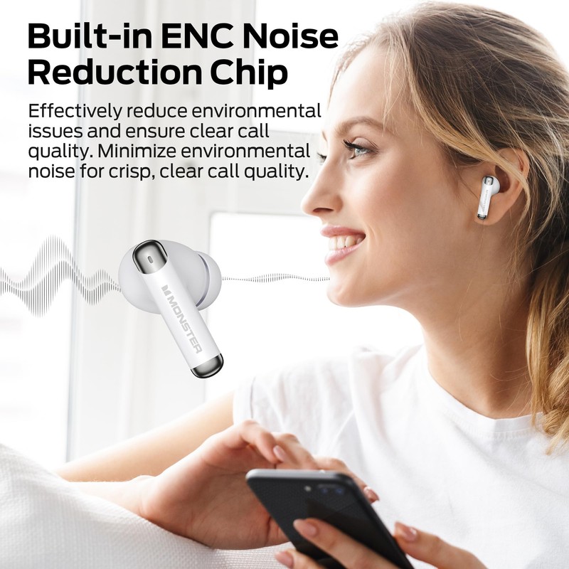 Monster N-Lite 211 Wireless Earbuds, Bluetooth 6.0 Stereo Headphones with