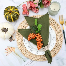 8 Pieces Thanksgiving Cloth Napkins 17.7 x 17.7 Inch Fabric Table Napkins Comfortable Fall Napkins Fall Dinner Napkins Reusable Fabric Napkin Fabric Cocktail Napkin for Autumn Family Dinner, 4 Colors