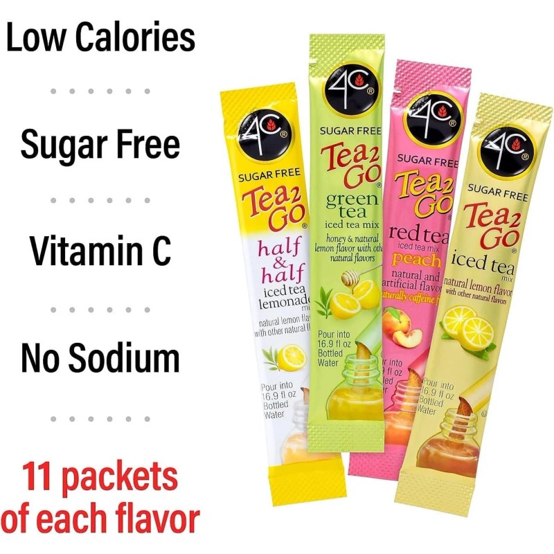 4C Iced Tea Variety Pack Sugar Free Drink Mix Green