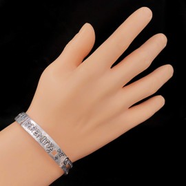 Gypsy Jewels Serenity Prayer Inspirational Worded Metal Stretch Bracelet (Silver Tone)