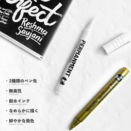 Elegirme White Pen, White Markers, 2 Tip Tips, Set of 6, Water Resistant Ink/Quick Dry/0.5-5mm Line Width Acrylic White Brush Pen, Name Pen, Tire White Letter Pen, Tire Marker, White Marker Pen,