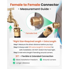 Cesun Short Garden Hose 5 ft with Female to Female Connector, Small Metal Leader Hose, Drinking Water Hose, Flexible, Lightweight Stainless Steel Water Pipe for RV, Outdoor, Yard, 5ft x 5/8"