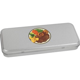 Azeeda 'Roast Dinner Plate' Metal Hinged Stationery Tin/Storage Box (TT00246811)