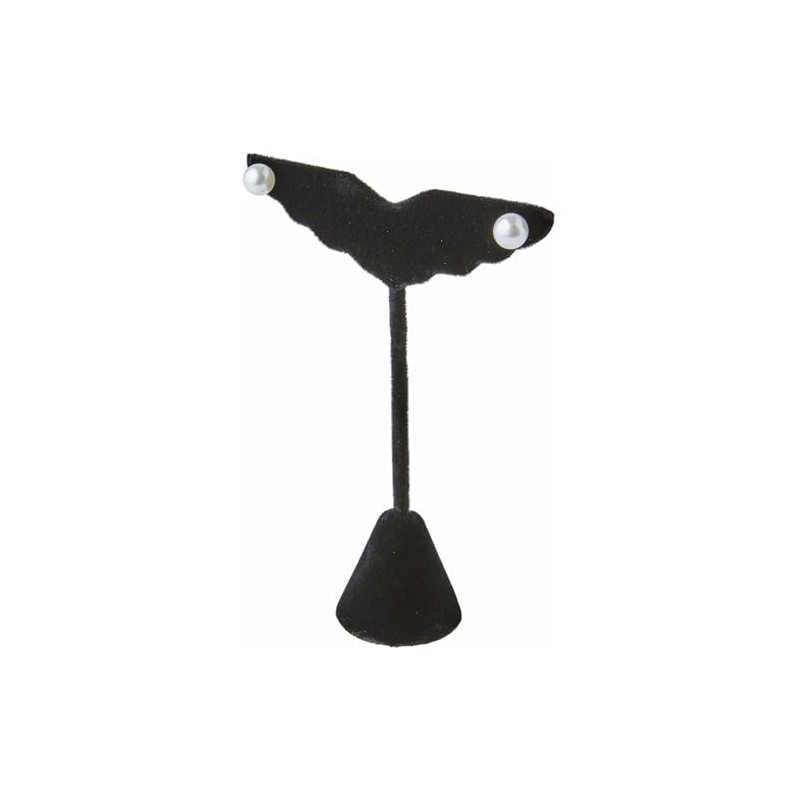 Plymor Black Velvet Wing Shaped, Three Pair Earring Display Stand,