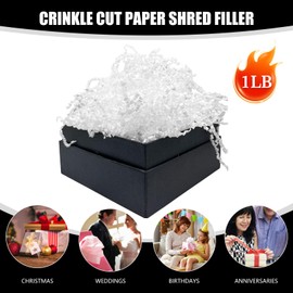 Tisspoms White Crinkle Cut Paper Shred Filler, 1 LB Basket Filler Shredded Paper, Confetti Stuffing for Basket Filling, Mother's Day, Birthdays, Weddings, DIY Gift Wrapping, Stuffer Party Supplies