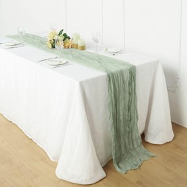 Tableclothsfactory 10FT Gauze Table Runner Cheesecloth Fabric for Wedding Arch, Arbor Decor - Sage Green