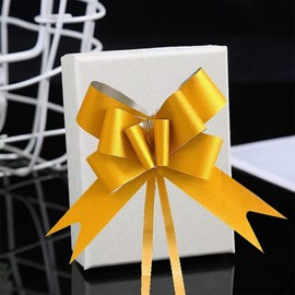 10cm Glitter Ribbons, 100Pcs Plastic Pull Bows, Decorative Bows for Wedding Party Gift Decoration, Silver