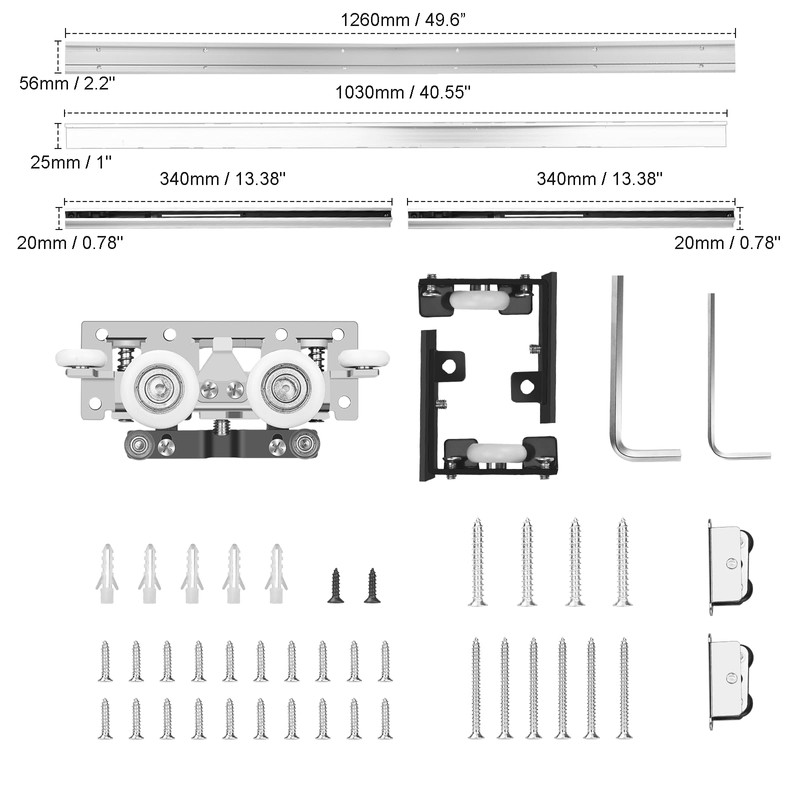 36-48" Heavy Duty Hidden Sliding Barn Door Hardware and Track,