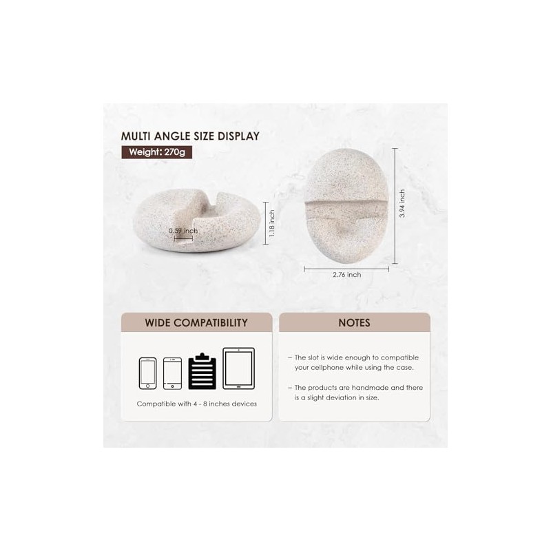 Minimalist Handcrafted Stone Phone Stand for Desk & Office