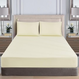 WEAVERS: Extra Deep Fitted Sheet - Super Soft Luxurious Microfiber, 40cm Deep Pockets, Elasticized design that ensures a snug fit. (Colour Cream Size Single)