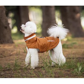 BT Bear Dog Raincoat, Adjustable Waterproof Lightweight with Reflective Stripes, Dog Poncho, Raincoat for Small Dogs, Brown, Large