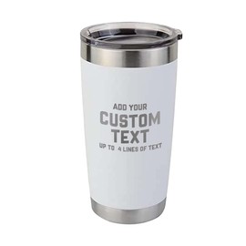 CKB Products Stainless Steel Tumbler for Hot or Cold Drinks - Up to 18 Hours - Holds Up to 20 oz. - Vacuum Seal Insulated Double Wall Construction - White Matte Finish - Engraving Available
