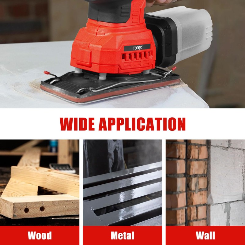 TOPEX Rectangular Detail Sander Pads 93 * 187mm Sanding Sheets