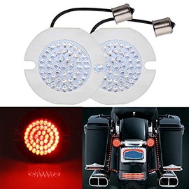 XMMT 3 1/4" LED Flat-Style Turn Singals 1156 RED Rear Insert Bulb Turn Signal Lights for Harley Touring Road Glide Road King