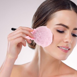 DOITOOL Powder Puff with Handle ： 2PCS Lollipop Shape Body Large Powder Puff, Soft Velour Face Makeup Applicator for Loose Application, Pink