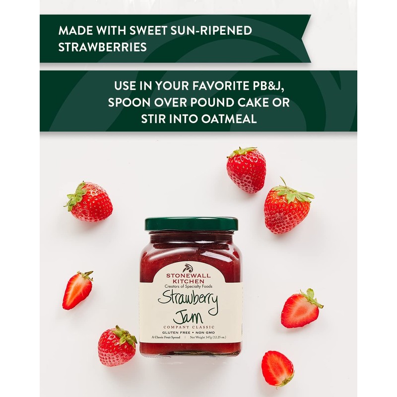Stonewall Kitchen Strawberry Jam 12.5 Ounce Pack of 2 Gourmet