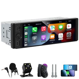 DINRGO Single Din Car Radio - Car Stereo with Wireless Apple Carplay Android Auto, 6.9" Touchscreen Radio with Bluetooth 5.2 Support Mirror Link, RC，GPS, FM, USB & Type-C Fast Charging, EQ, SWC，MIC