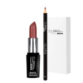 Claraline Lip Kit, Matte Lipstick & Lip Liner (Hot Coco)
