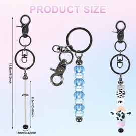 Resflyar 14 PCS Beadable Keychain Bars, Grey Blank Bead Keychains, Keychain Making Supplies Kit, Metal Beaded Keychains Making for Craft DIY Gift