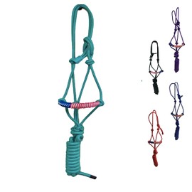 Majestic Ally Poly Braided Patriotic Nose Poly Rope Halter and 10' Matching Lead (Turquoise)