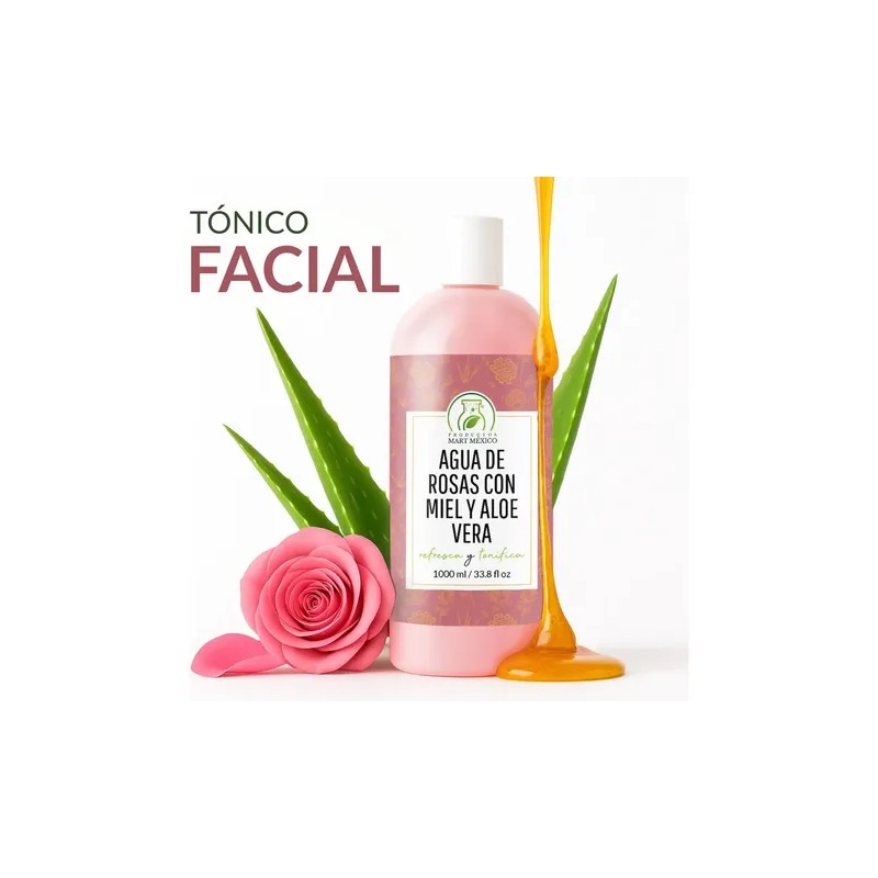 Agua De Rosas Con Miel Orgánica Y Aloe Vera Tónico