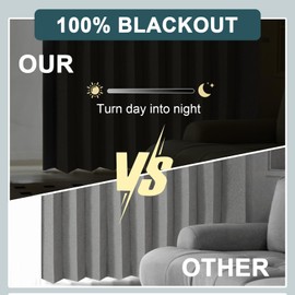 Turquoize 100% Blackout Magnetic Door Curtain Accordion Door Closet Door Curtain Linen Textured Pleated Curtains Folding Door Curtains for Closet and Room Divider, 1 Panel, W44 x L78, Off White