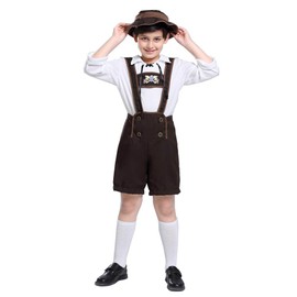 yolsun Lederhosen Costume for Kids, Boys' Oktoberfest Role Play, German Dresses for Oktoberfest (X-Large, Brown)