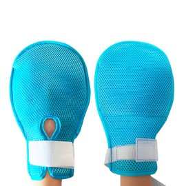 YINJIPIN Dementia Restraint Gloves For Bedridden Patients, Dementia Products For Elderly, Medical Bondage Adult Mittens For Scratching, Hand Restraints For Elderly Dementia Patients (2pcs, Blue)