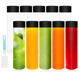 10pcs Clear Plastic Juice Bottles with Lids 13.5oz /400ml Reusable Smoothie Bottls Empty Bottles for Juice Milk Juice Storage Bottle for Homemade Beverages