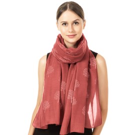 World of Shawls Mulberry Tree Scarf Shawl Wrap Soft Warm (Rust - Stitched Ends)