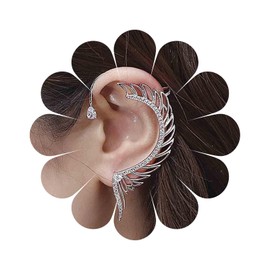 Yheakne Vintage Crystal Wing Cuff Wrap Earrings Silver Cz Angel Wing Earrings Rhinestone Crawler Climber Earrings Punk Wrap Crawler Earrings Jewelry for Women