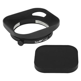 Haoge LH-M36B Square Metal Lens Hood Hollow Out Designed with Metal Cap for Leica Summicron 35mm f2, Summicron M 35mm f2, Summicron-M 35mm f2 ASPH and Elmarit-M 28mm f2.8 ASPH Lens Black