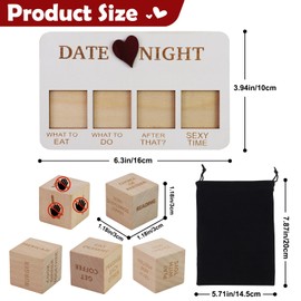 Date Night Dice Game, Fun Couples Decision Dice, Wooden Date Night Dice for Couples Set, Valentines Day Gifts Ideas for Boyfriend Girlfriend, Wedding Anniversary Birthday Gifts for Men Women