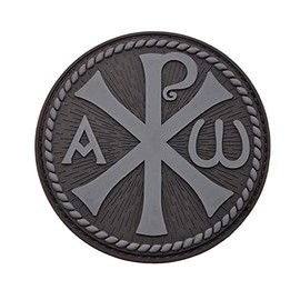 Chi Rho Jesus Christ Symbol Tactical PVC Badge Compatible with Velcro Patches for Backpacks, Morale Patches, Patches for Caps, Christian Patches (Blackout Subdued)