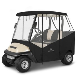 Golf Cart Enclosure 2 Passenger for Club Car Precedent Tempo Onward,600D Clear Rain Cover Driving Enclosure 2 Seater,Roll Up 4 Sided Transparent Windows&Door Heavy Duty Zipper,Side Mirrors Openings