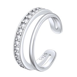 ChicSilver Women's Ear Cuff for One Ear, 925 Silver, Zirconia, Painless, Non-Hole Earrings, Cubic Zirconia