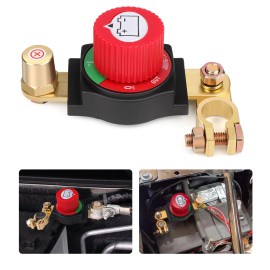 Wowpartspro Battery Disconnect & Top Post Kill Switch 12V-48V Heavy Duty Shut Off For Car RV