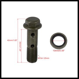 Hihaha M10x1.25mm 42mm Length Banjo Bolt Fuel Line Adapter Set for Motorcycle Brake Master Cylinder Durable Material