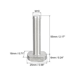 uxcell T-Slot Bolts, 2pcs M10x55mm T Slot Drop-in Stud Sliding Bolts 304 Stainless Steel T Shape Screws for T Track