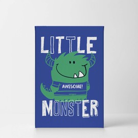 Smile Art Design Cute Little Monster Wall Decor Blue Background CANVAS PRINT Boys Room Decor Wall Art Baby Room Decor Nursery Decor Ready to Hang Made in the USA- 17x11