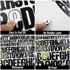 Black Letter Stickers, Sticky Alphabet Sticker for Scrapbook, Water Bottle, Mailbox, Signs, Boards - 5 Sheets（0.5 Inch, 1 Inch and 1.5 Inch）