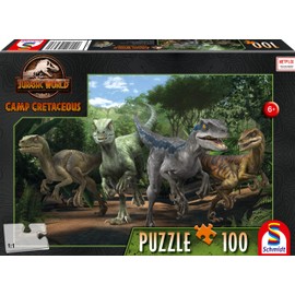 Schmidt Spiele 56436 Jurassic World, New Adventure, The Velociraptor Pack, 100 Pieces, Children's Puzzle, Multi-Coloured