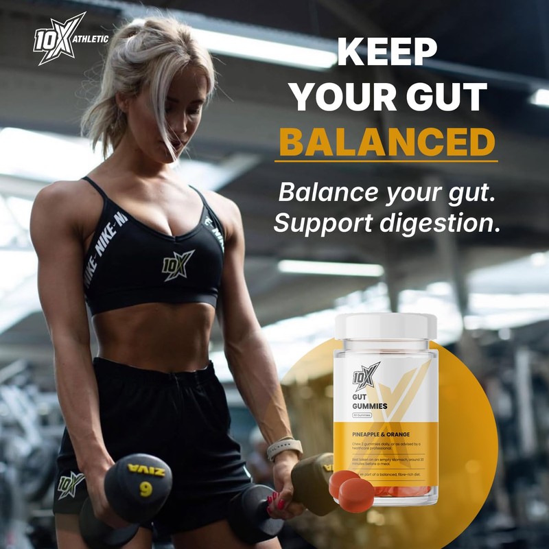 10X Athletic Pre Probiotic Gut Gummies – Pineapple & Orange