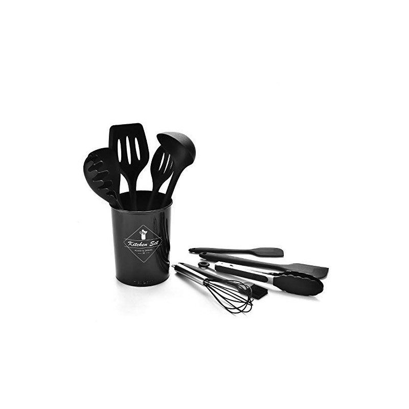 IMLUCKY - Juego de Utensilios de Cocina Negros - Herramientas