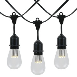 37.5 Foot S14 Edison Outdoor String Lights – Suspended - Commercial Grade - Backyard Garden Gazebo – Cafe Market String Lights – Vintage Patio String Lights – Black Wire - 25 S14 LED Bulbs