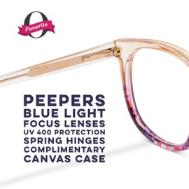 Peepers by PeeperSpecs Oprah's Favorite Women's That's a Wrap Round Blue Light Blocking Reading Glasses - Champagne +2.25