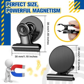 FINDMAG 6 Pack Black Fridge Magnet Clips, Magnets with Clips, Magnetic Clips Heavy Duty, Magnets for Refrigerator, Strong Magnets for Whiteboard, Clips Magnets for Office, Locker, Display, Classroom