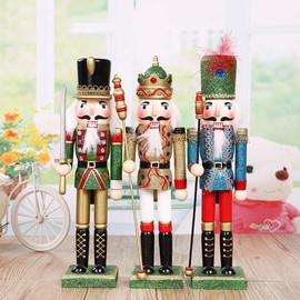 ZaH 12 Inch Christmas Nutcracker Toys Wooden Nutcracker Decoration Gift Soldier Nutcracker Puppets Ornaments (Gold Figure)
