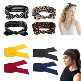 8Pcs Adjustable Headbands, Knotted Headbands,Elastic Non-Slip Fashion Hair Bands, Yoga Hair Bands, Headbands for Women and Girls Workout Sports Running